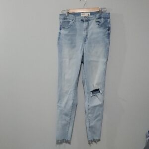 Garage Jeans Womens Sz 11 Blue Junior Sizing Skinny Jeans Distressed Frayed-hem